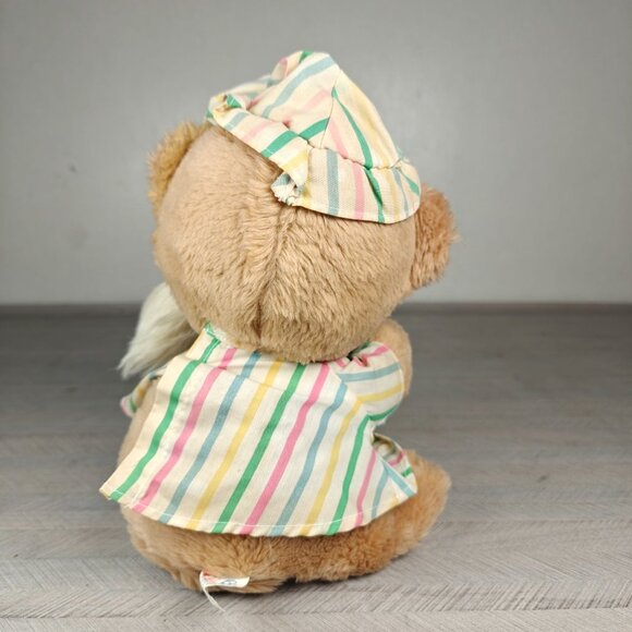 Vintage 1985 Fisher-Price Sleepytime Betsy Bear Plush With Striped Pajamas & Hat - Picture 5 of 6